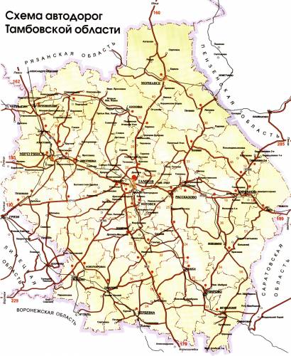 Схема автодорог Тамбовской области "Галерея: Карты"