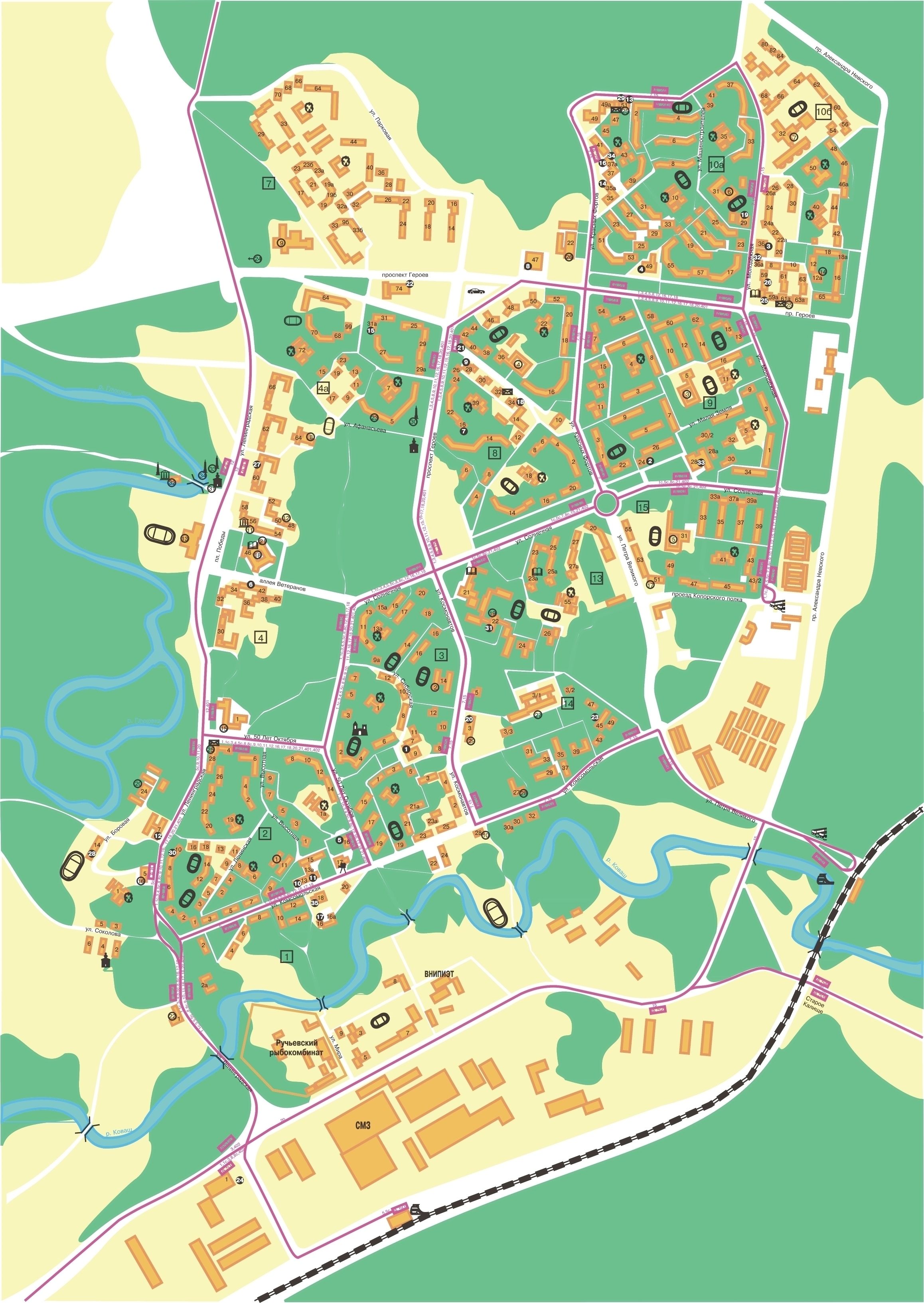 Карта города Сосновый Бор