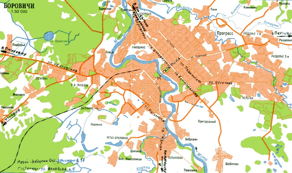 Карта города Боровичи
