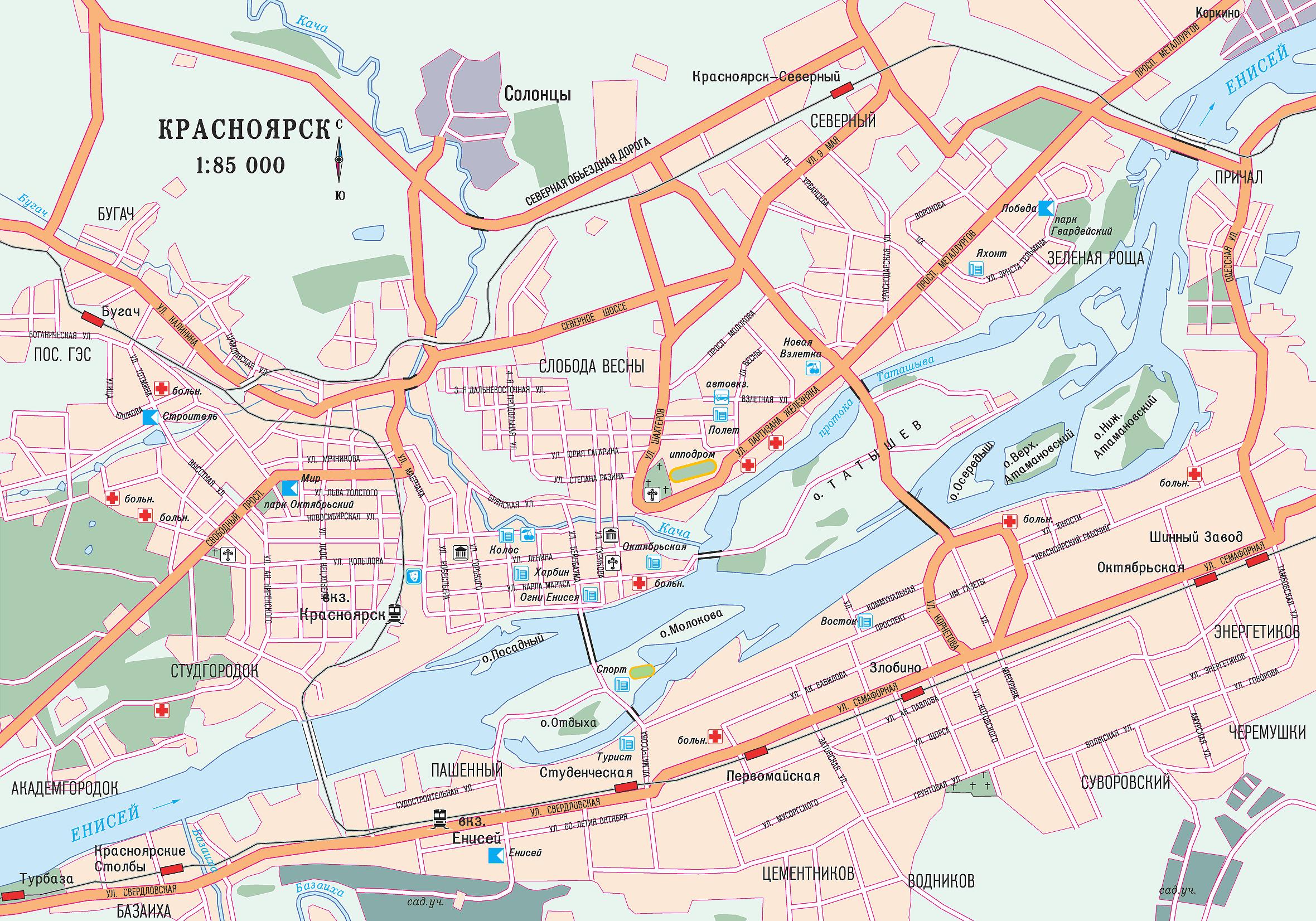 Карта города Красноярск