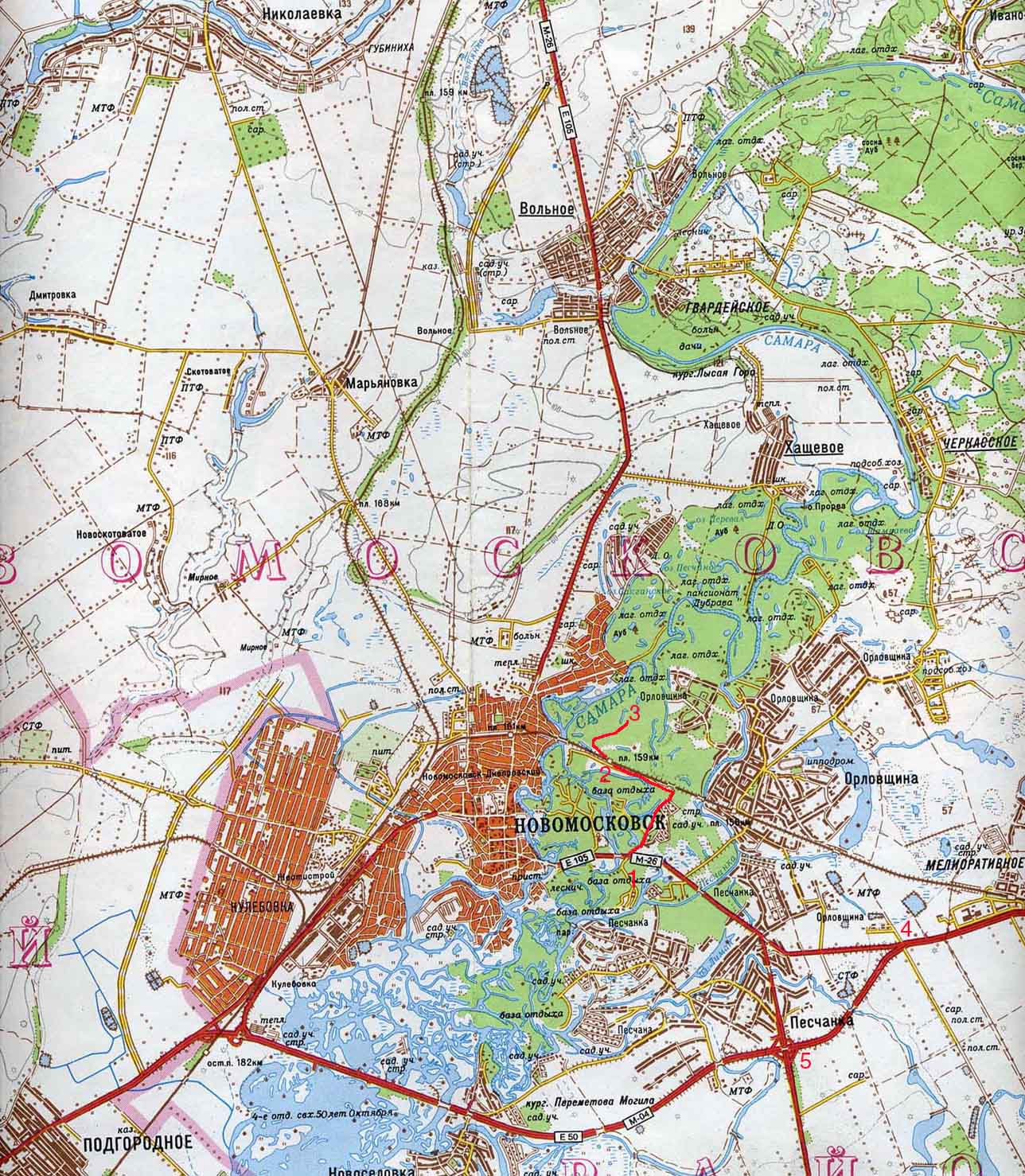 Карта города Новомосковск
