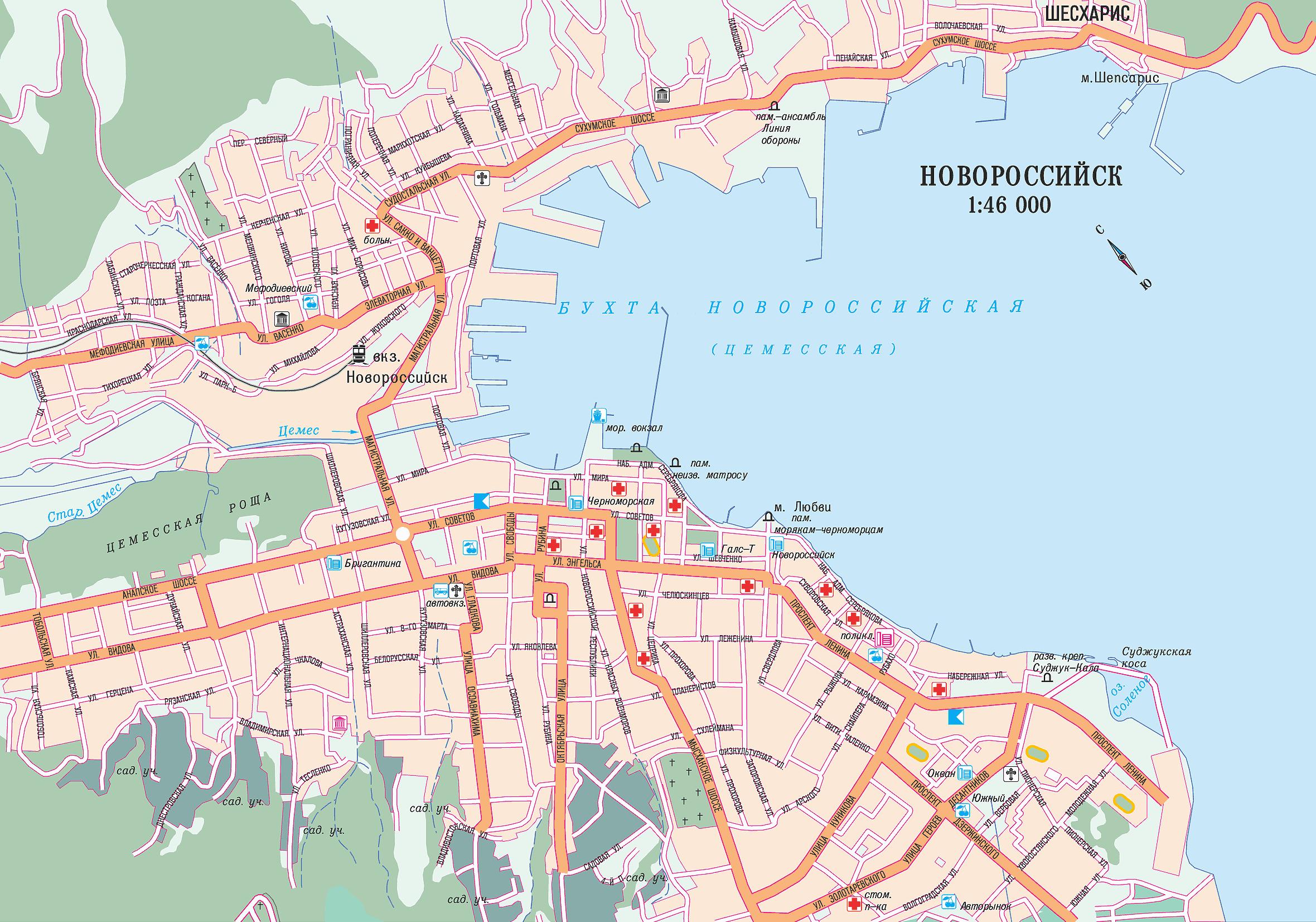 Карта города Новороссийск