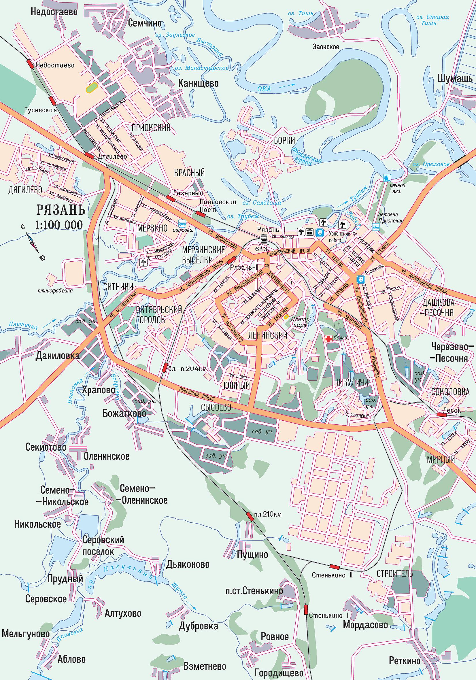 Карта города Рязань
