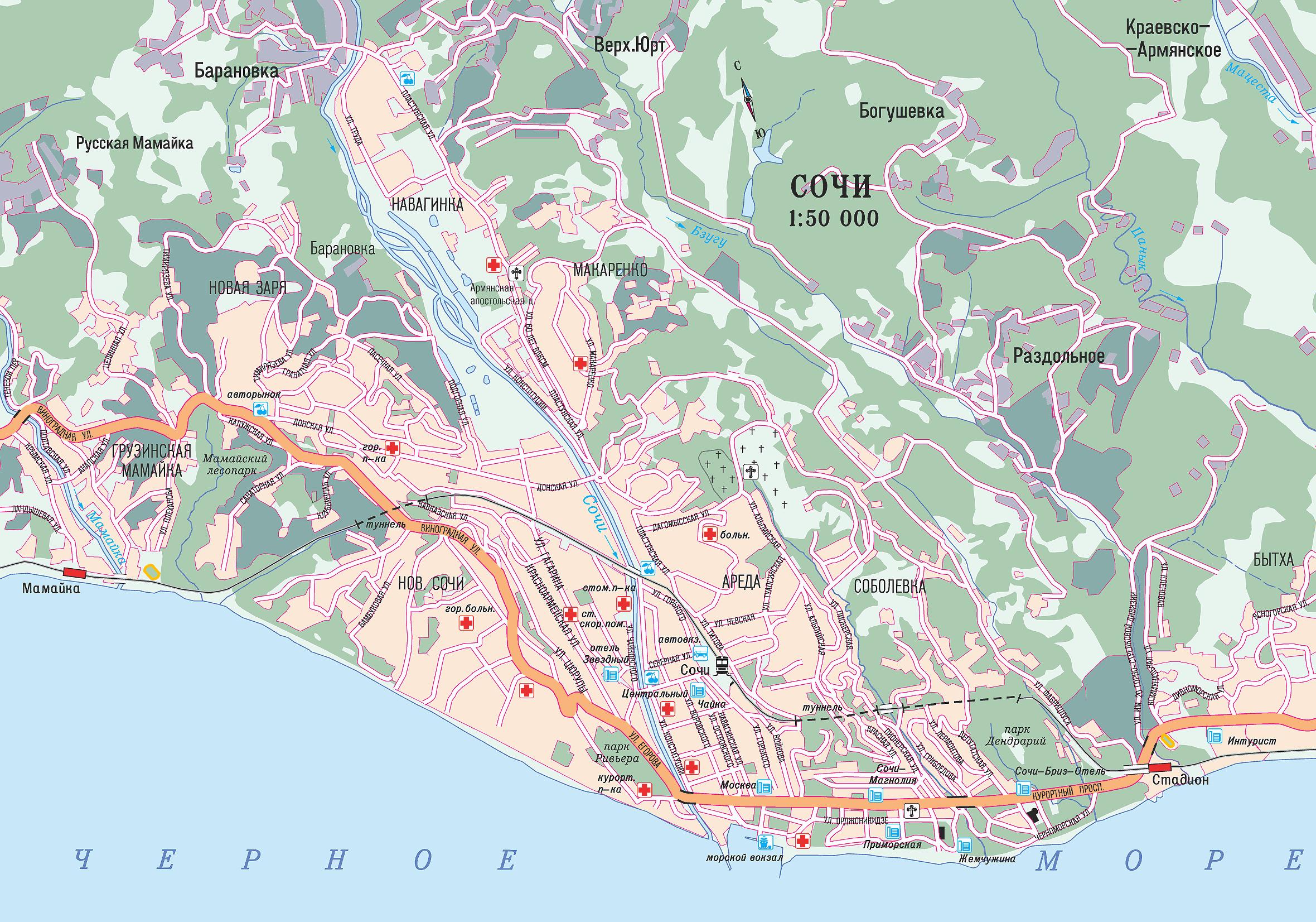 Карта города Сочи
