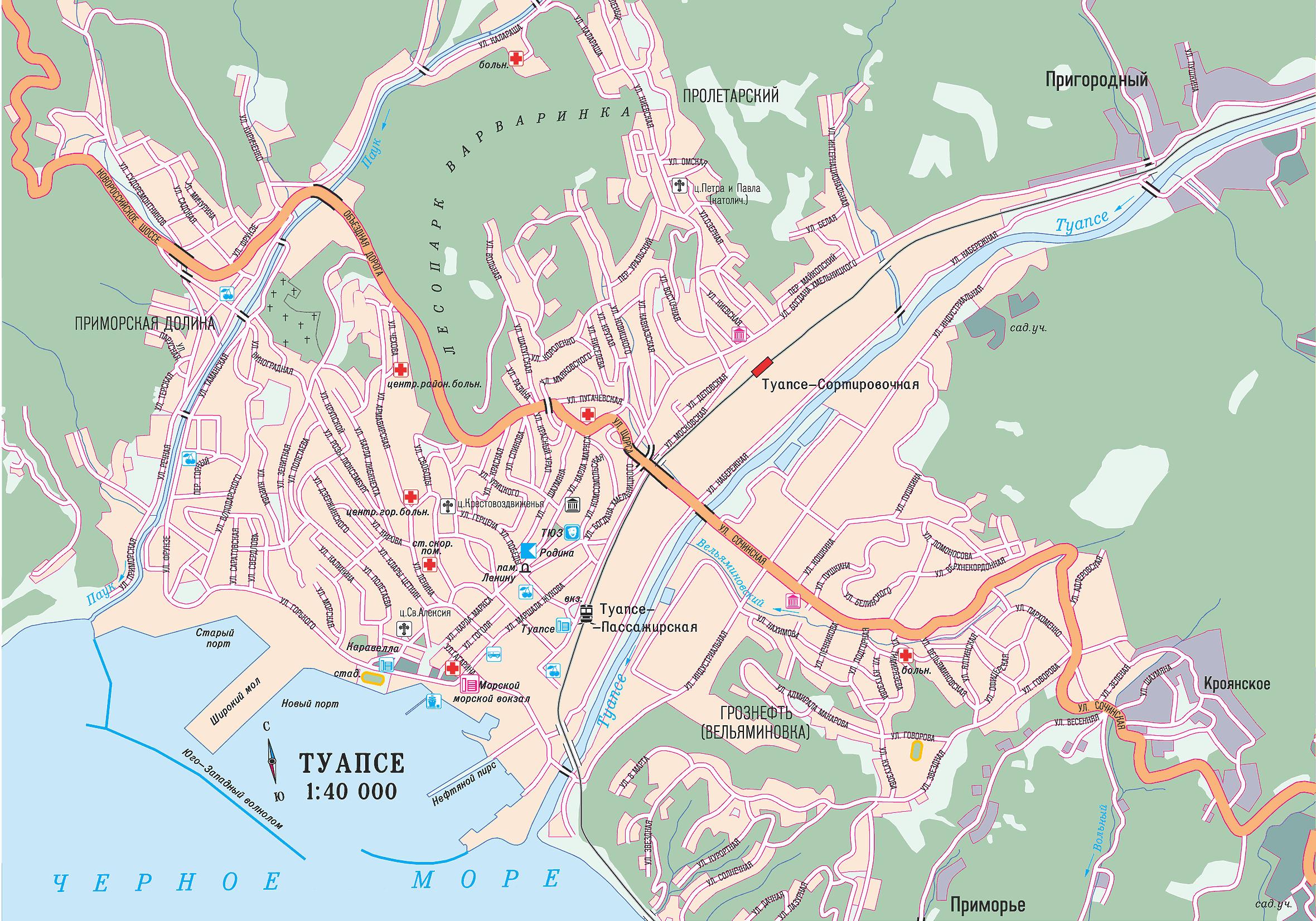 Карта города Туапсе