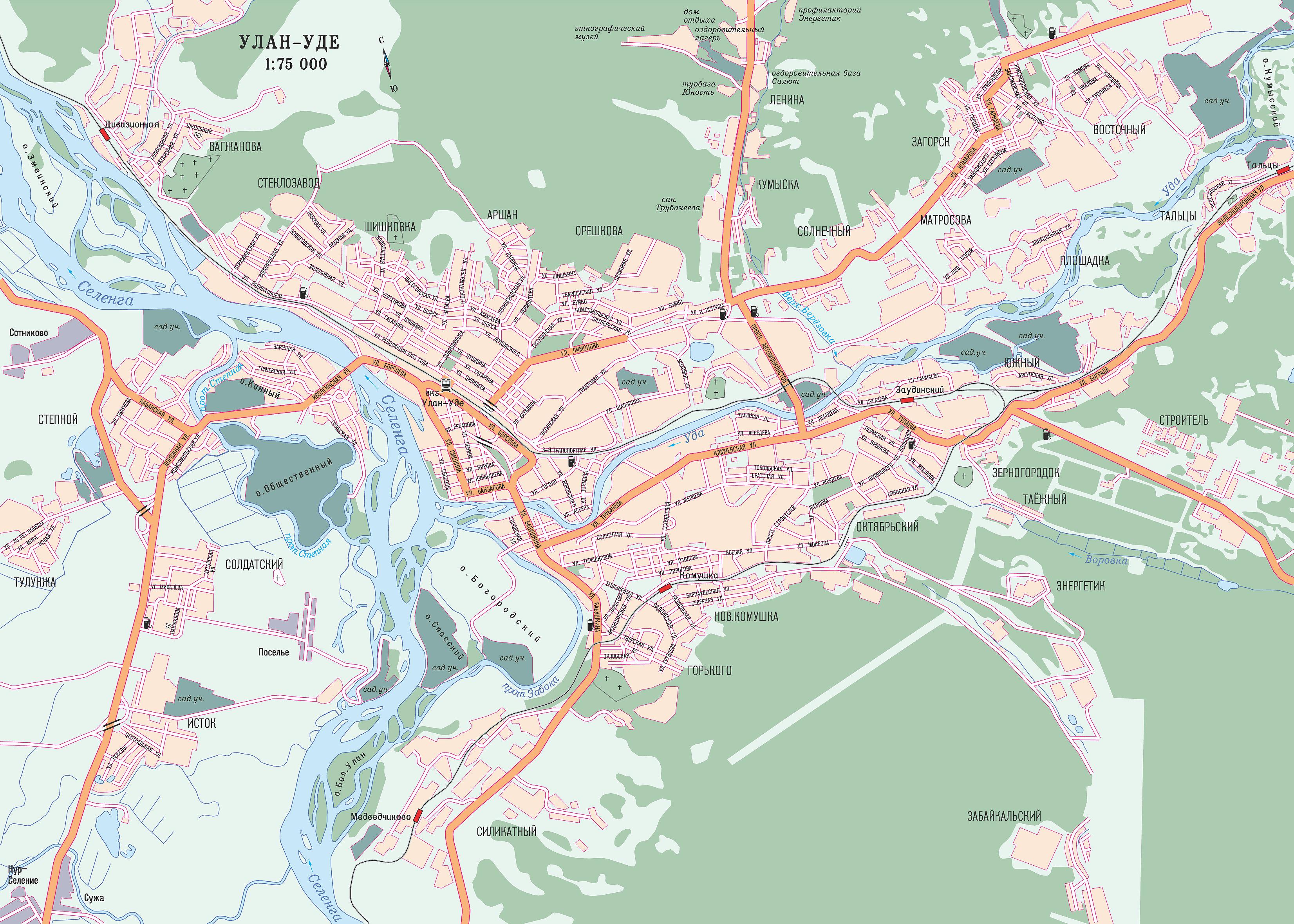 Карта города Улан-Удэ