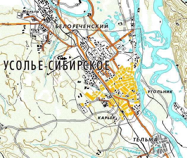 Карта города Усолье-Сибирское