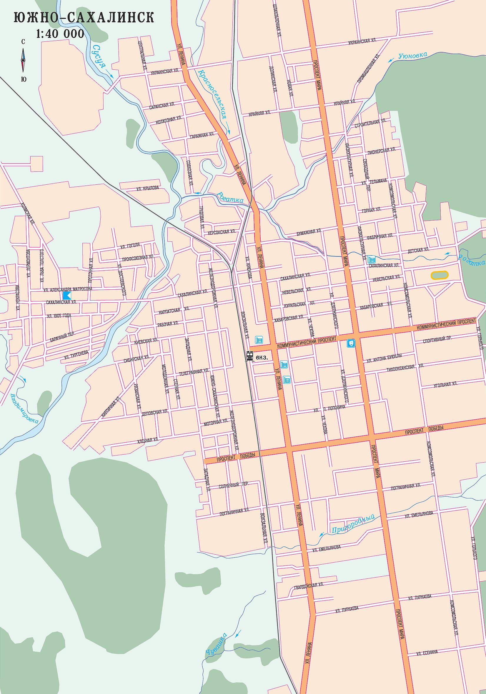 Карта города Южно-Сахалинск