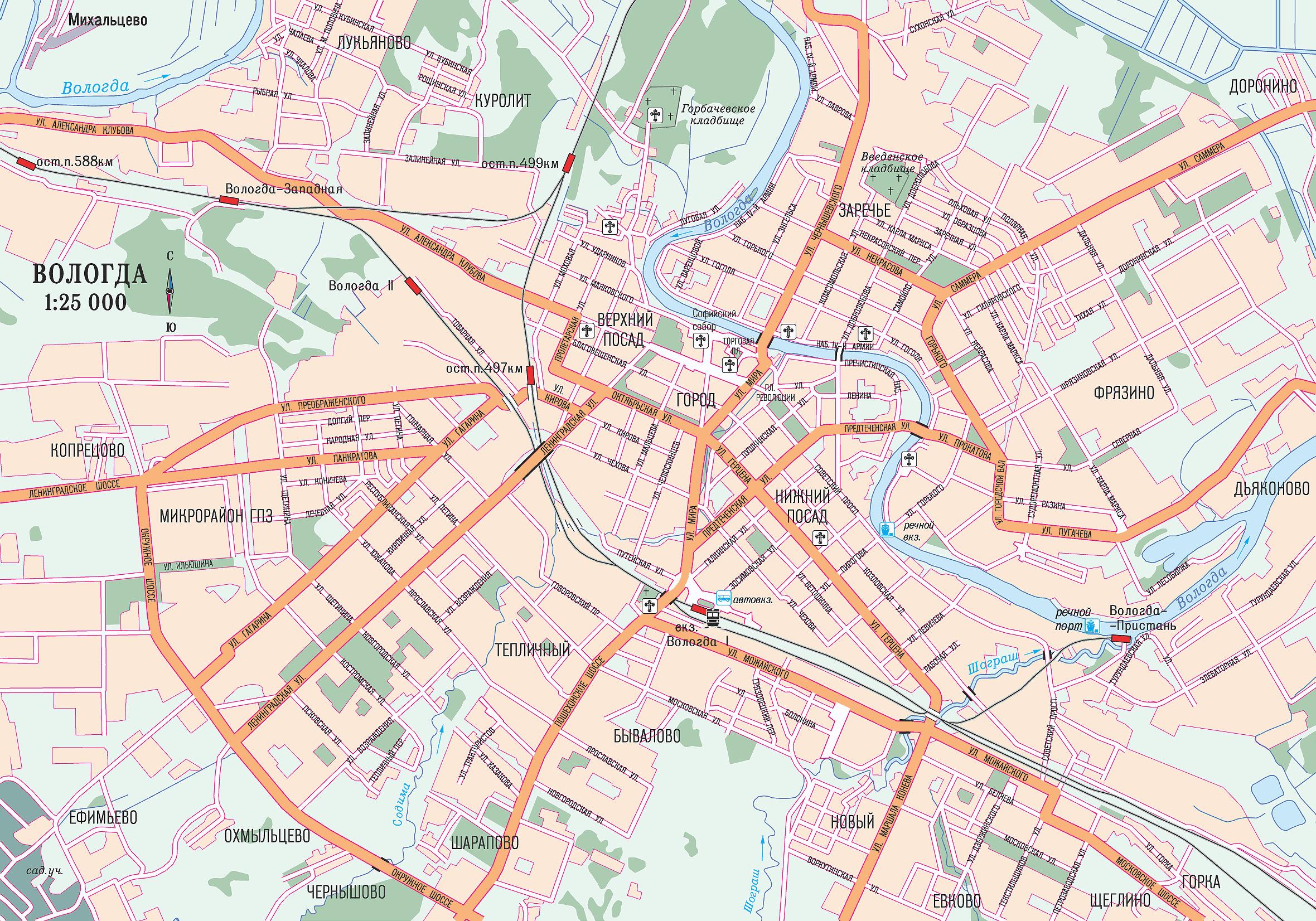 Карта города Вологда