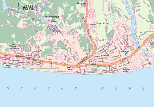 Карта Адлера с названиями улиц "Галерея: Карты"