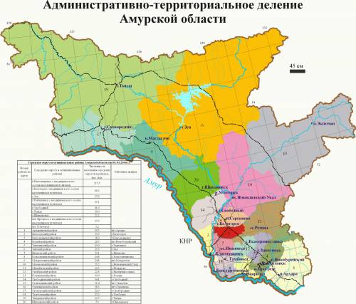 Административная карта Амурской области "Галерея: Карты"