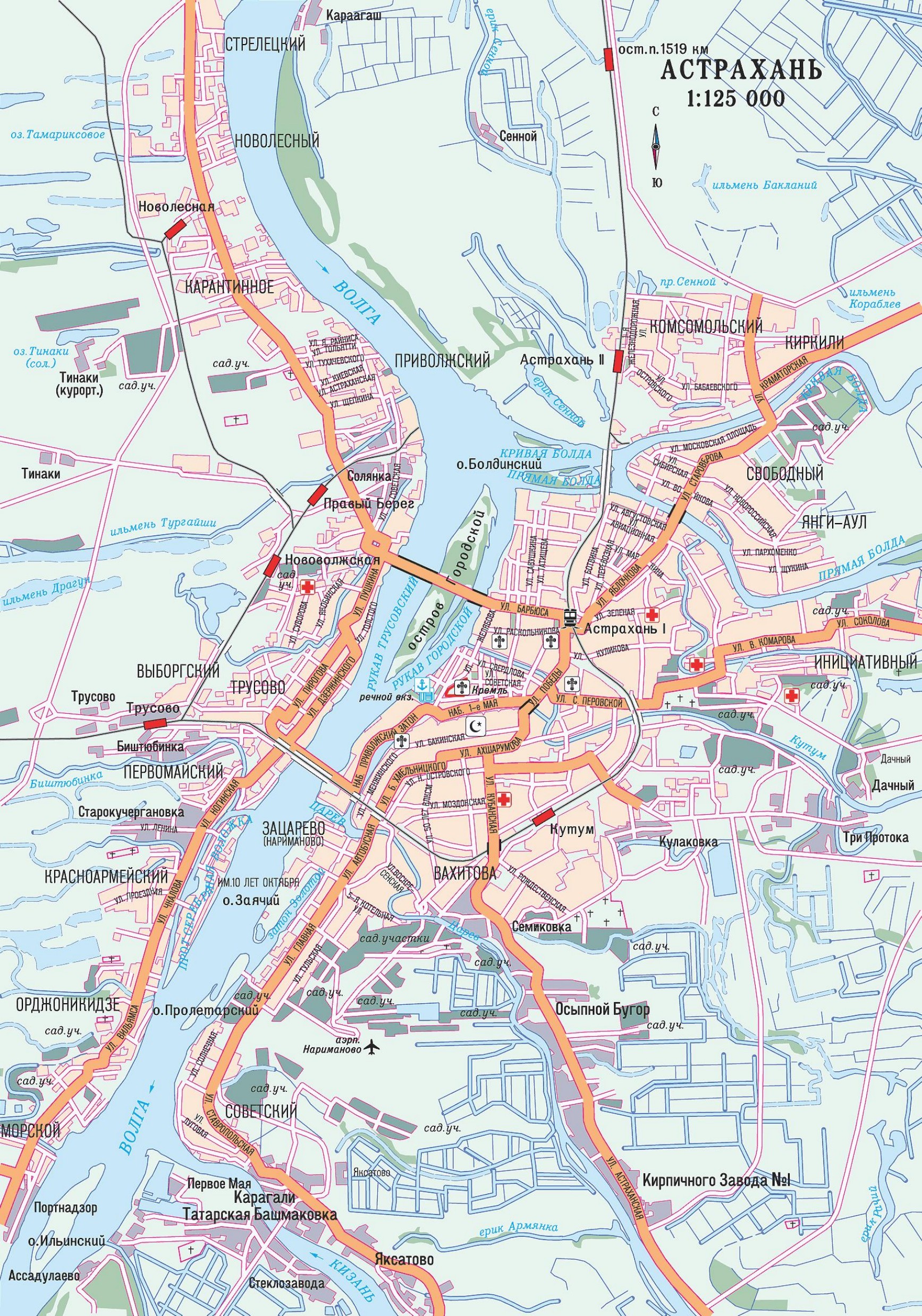 Астрахань карта города с улицами и номерами домов подробная