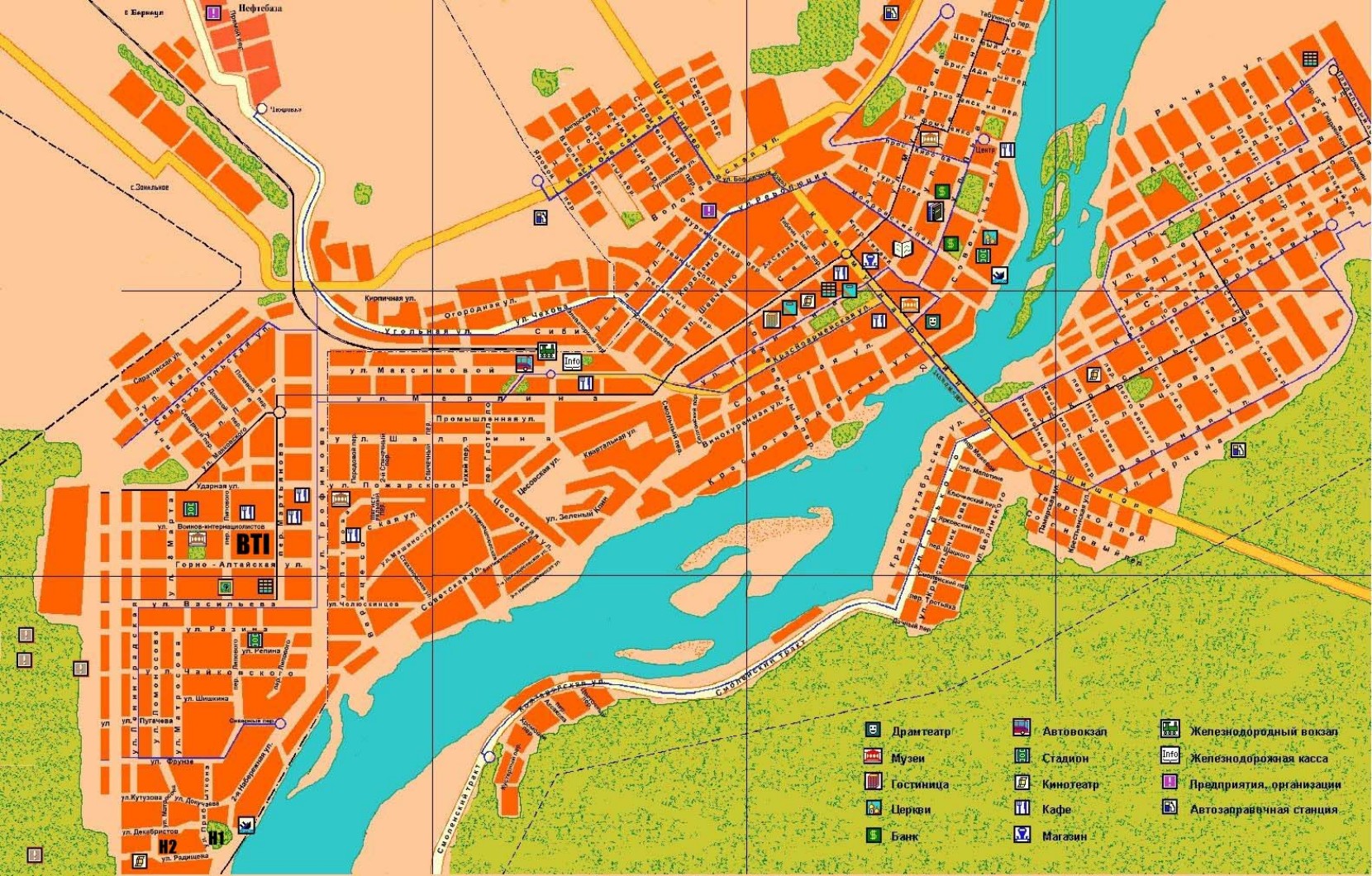 Карта города Бийска