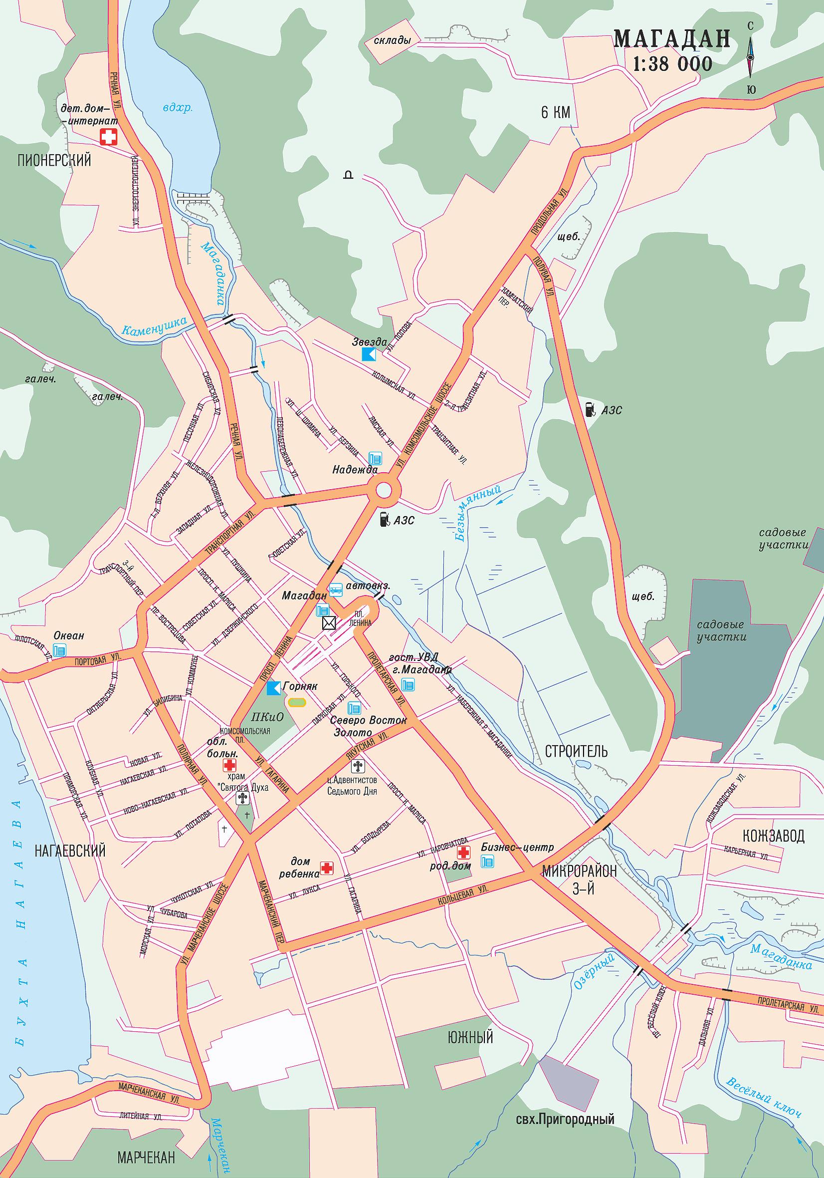 Карта города Магадан