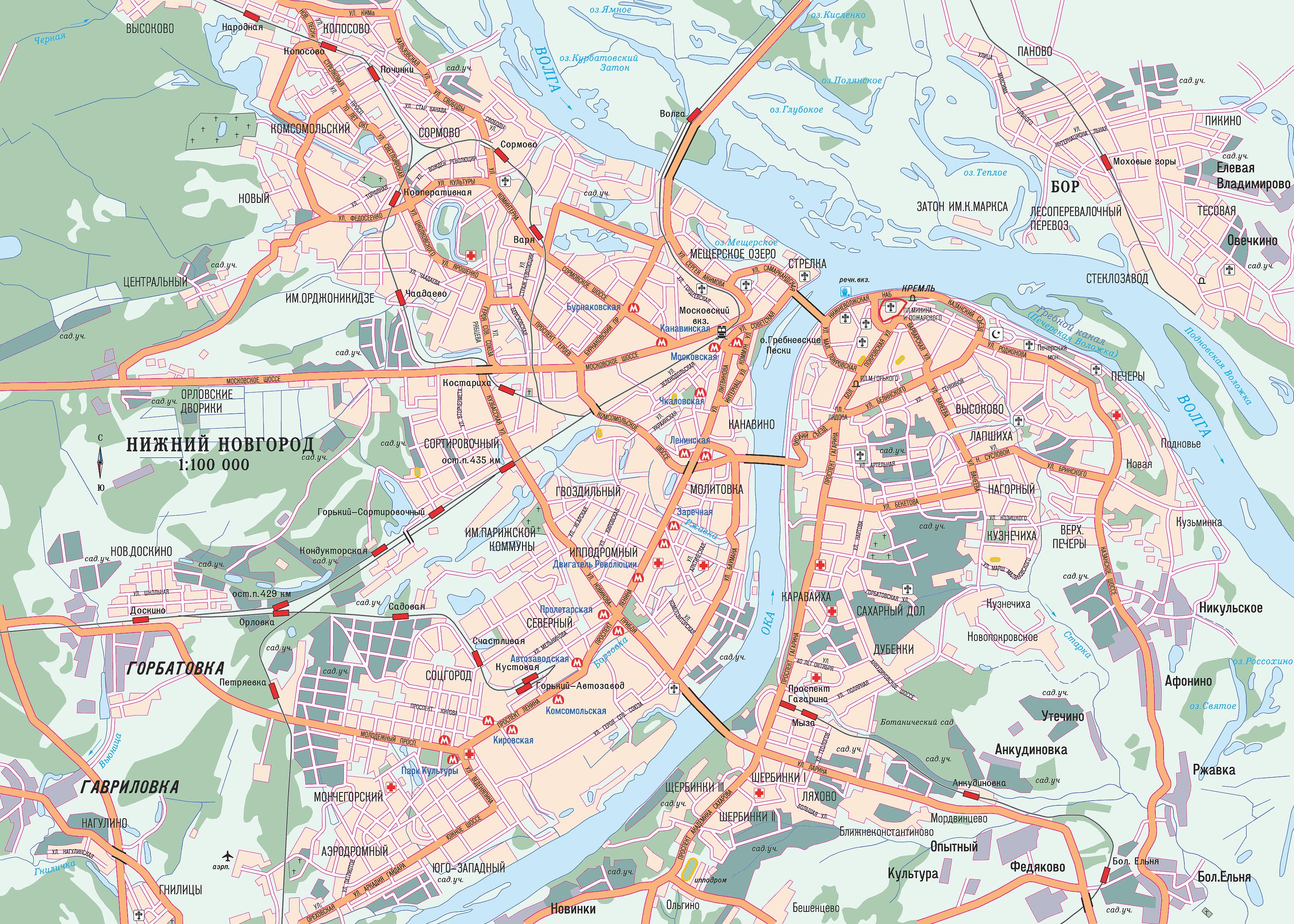 Карта города Нижний Новгород