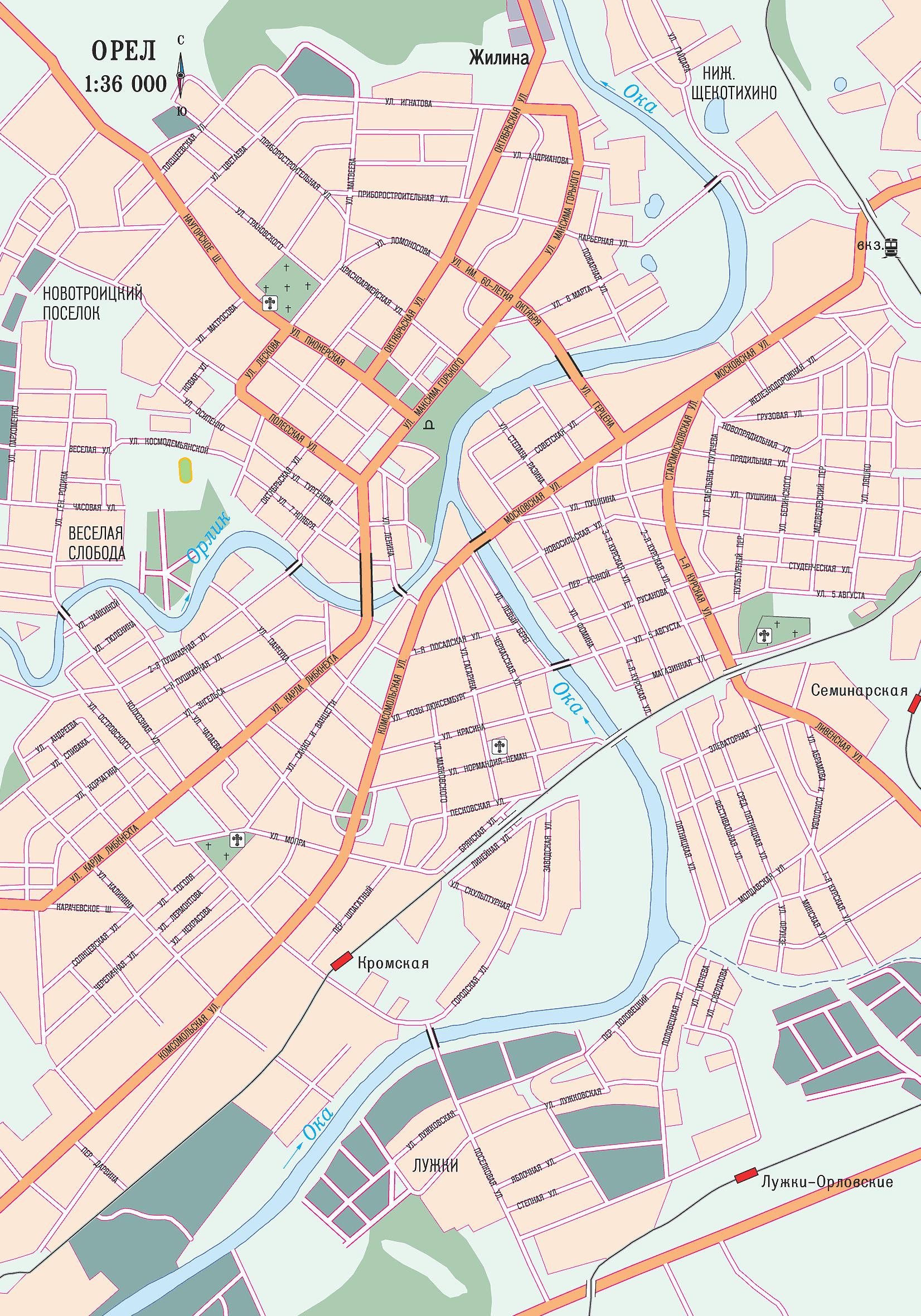 Карта города Орёл