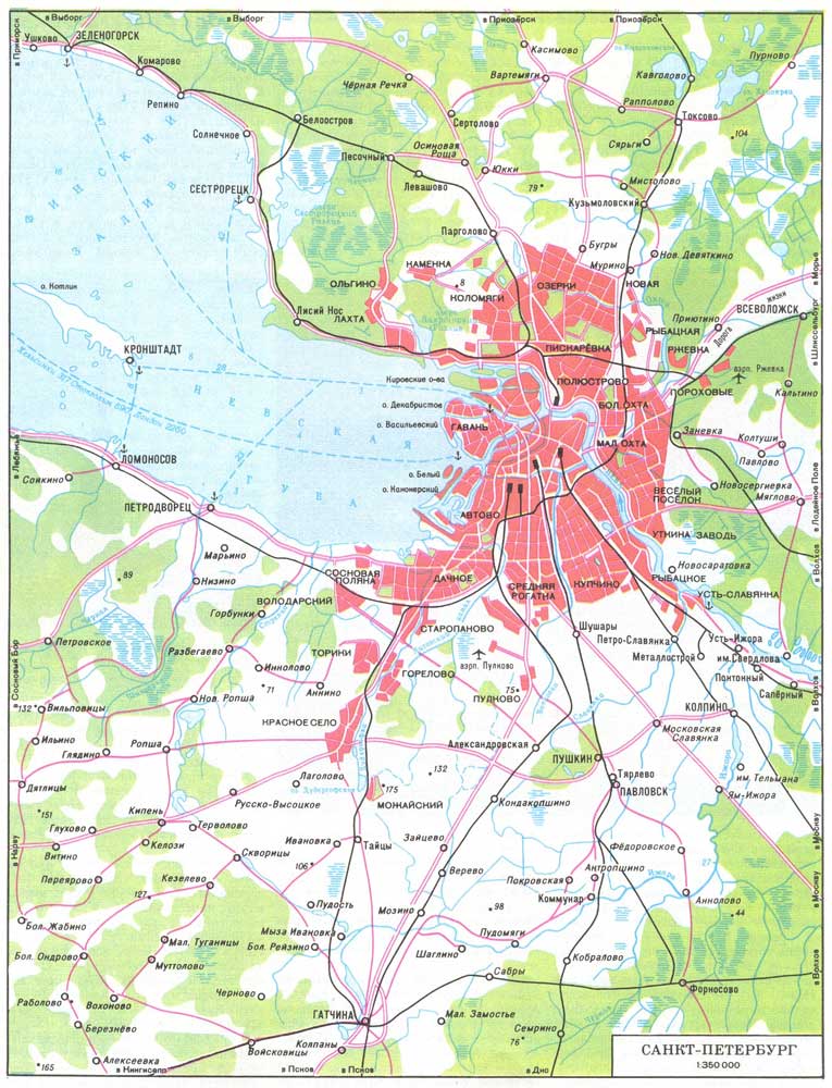 Карта окрестностей Санкт-Петербурга