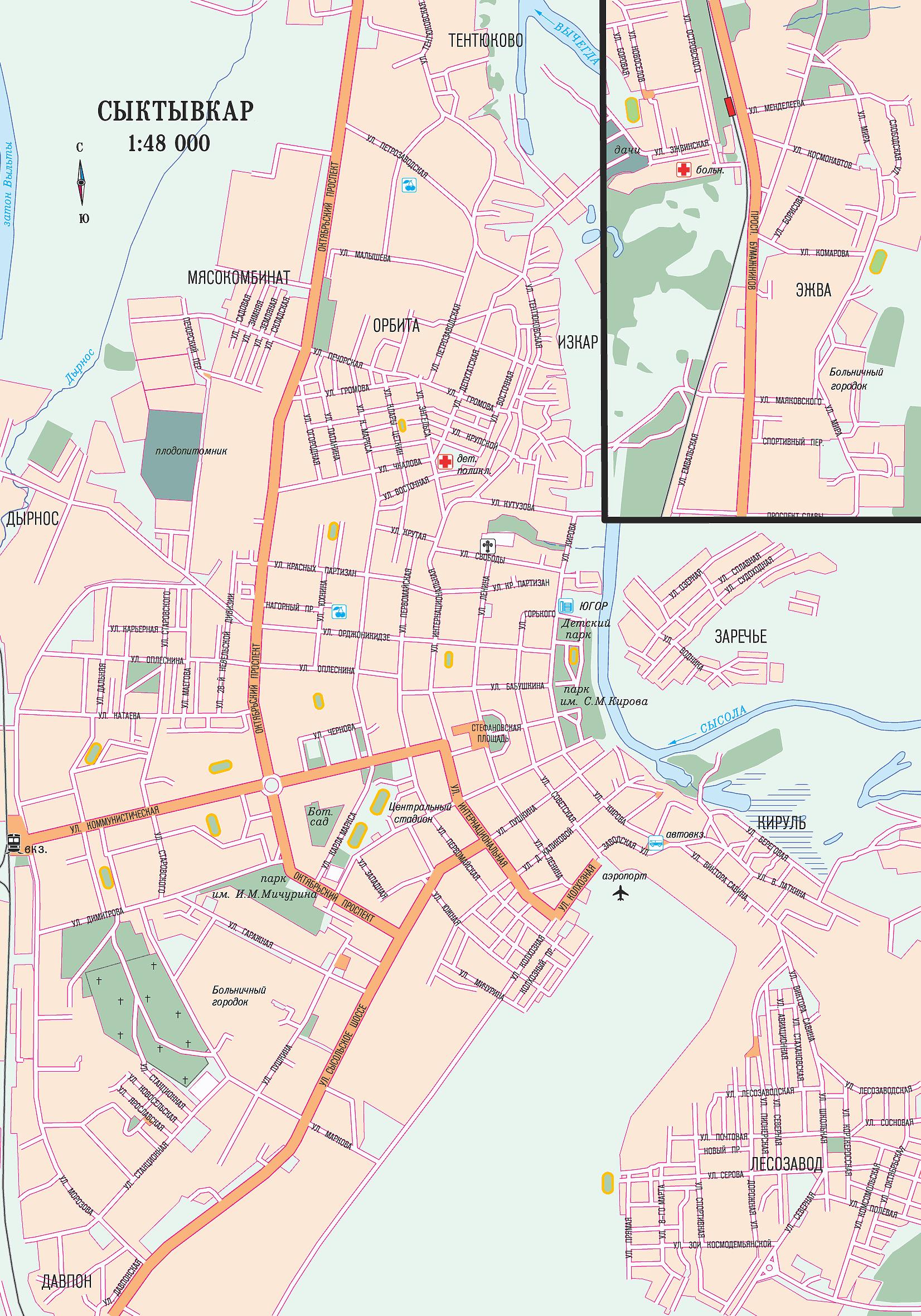 Карта города Сыктывкар