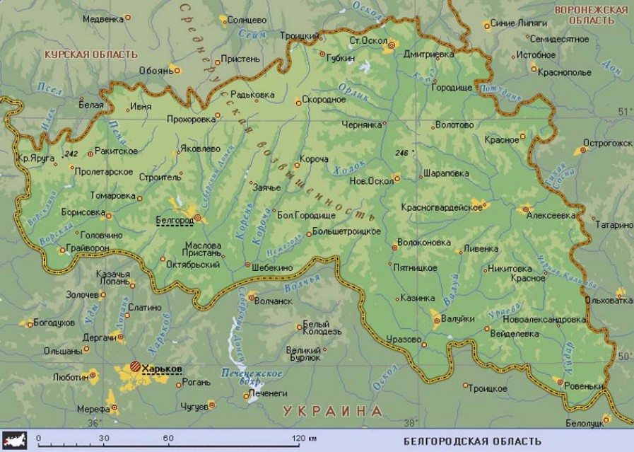 Географическая карта Белгородской области